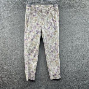 Old Navy Pants Women's 2 Cream Floral Print Pixie Style Pants